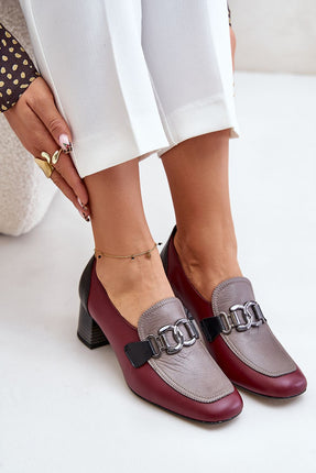 Women's Leather Block Heel Pumps Step in style