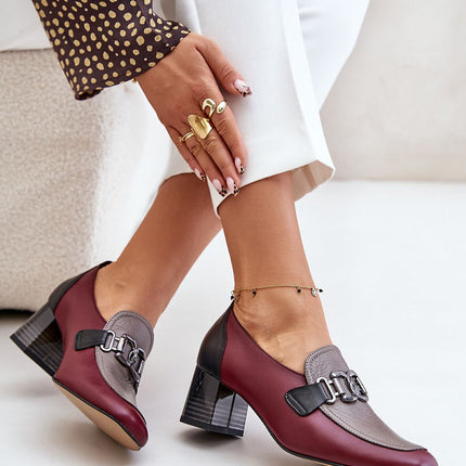 Women's Leather Block Heel Pumps Step in style