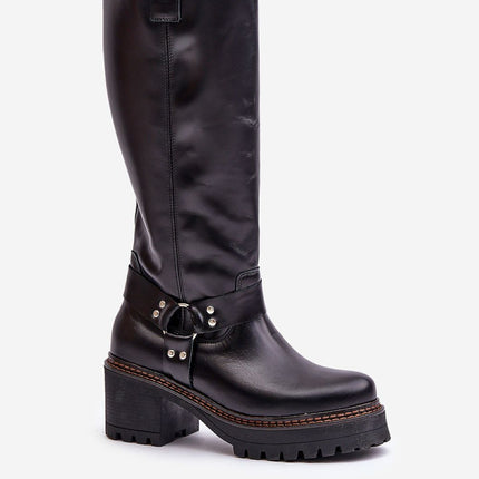 Women's Leather High Boots Step in style