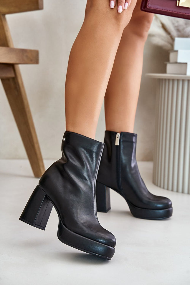 Women's Leather Ankle Heel Boots Step in style