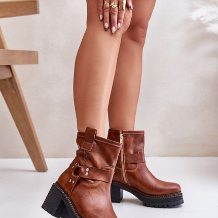 Women's Leather Ankle Heel Boots Step in style