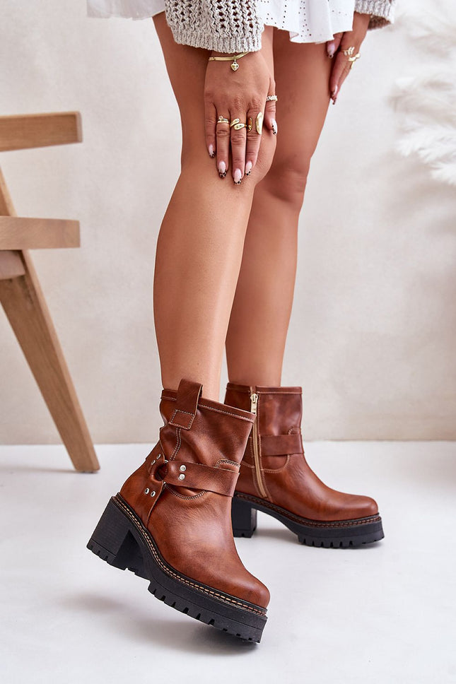 Women's Leather Ankle Heel Boots Step in style