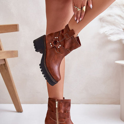 Women's Leather Ankle Heel Boots Step in style