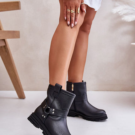 Women's Leather Ankle Heel Boots Step in style