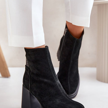 Women's Leather Ankle Heel Boots Step in style