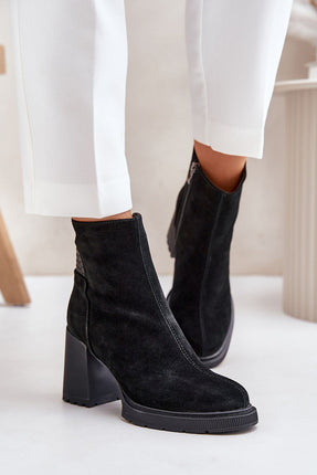 Women's Leather Ankle Heel Boots Step in style