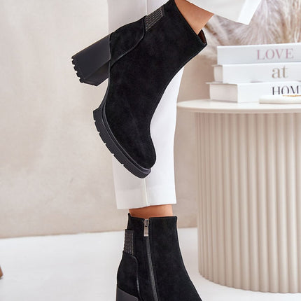 Women's Leather Ankle Heel Boots Step in style