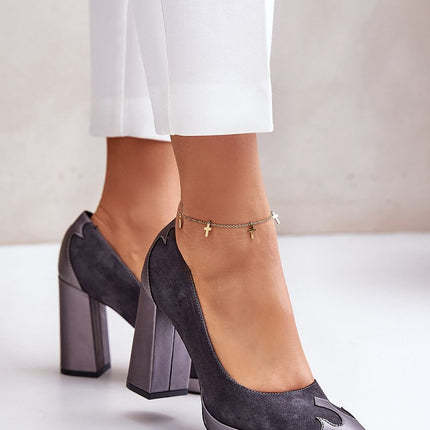 Women's Leather Block Heel Pumps Step in style