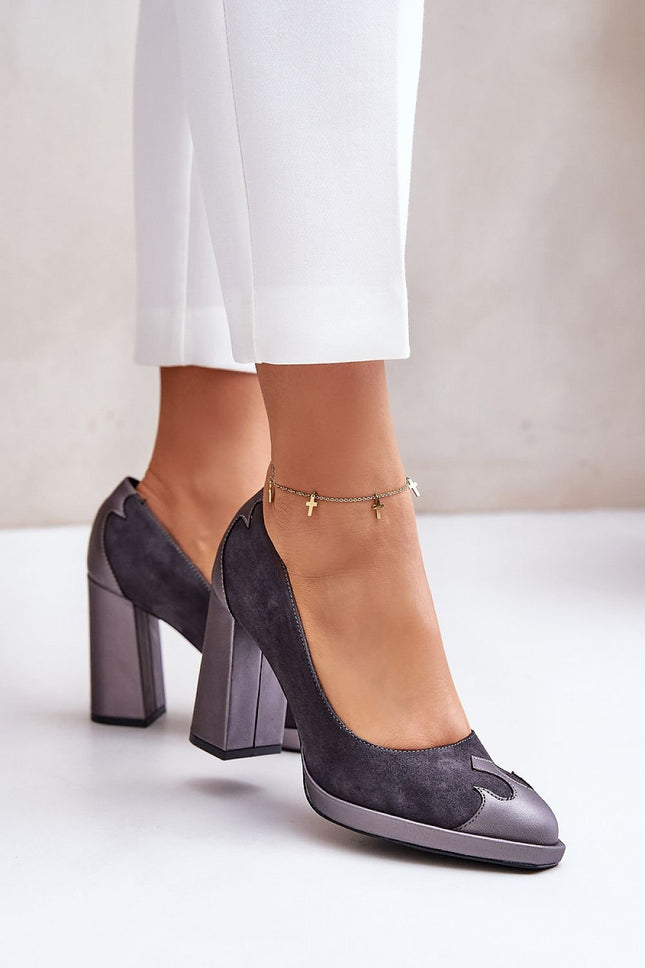 Women's Leather Block Heel Pumps Step in style