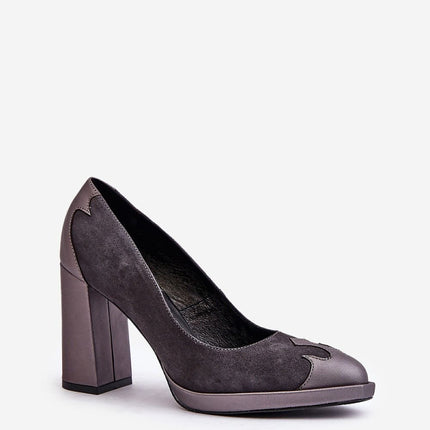 Women's Leather Block Heel Pumps Step in style