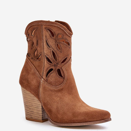 Women's Suede Ankle Heel Boots Step in style