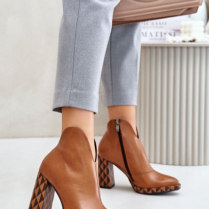 Women's Leather Ankle Heel Boots Step in style