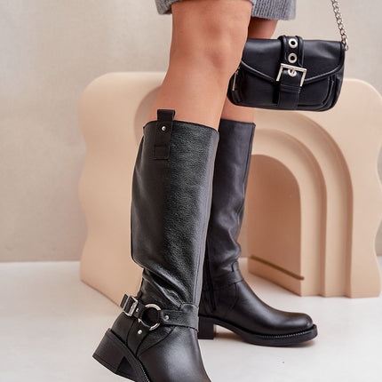 Women's Leather Hight Boots Step in style